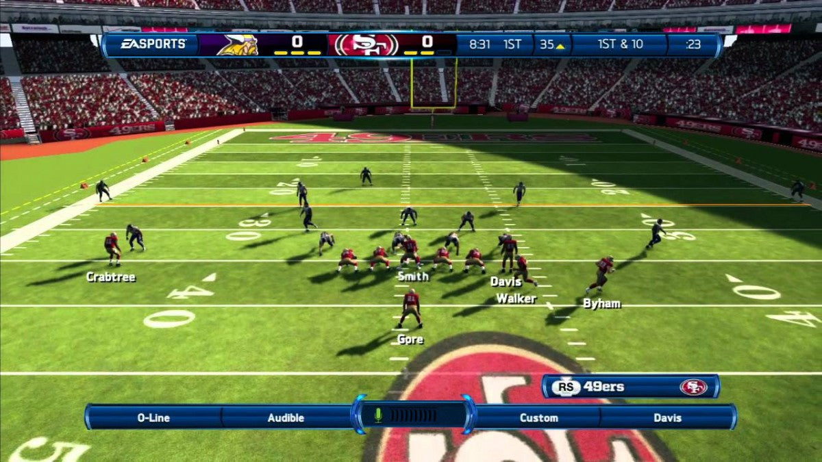 Madden NFL 13 Xbox 360 X360 video game featuring American football sports simulation gameplay NFL teams and players passing plays rushing attacks defensive strategies touchdown scoring quarterback controls precision passing play calling franchise mode season competition multiplayer matches and classic Xbox 360 football gaming retro video game collection collectible gaming appeal gameplay screenshot
