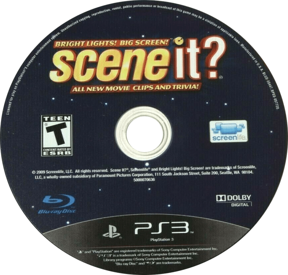 Scene It! Bright Lights! Big Screen! disc art for PlayStation 3 (PS3) video game