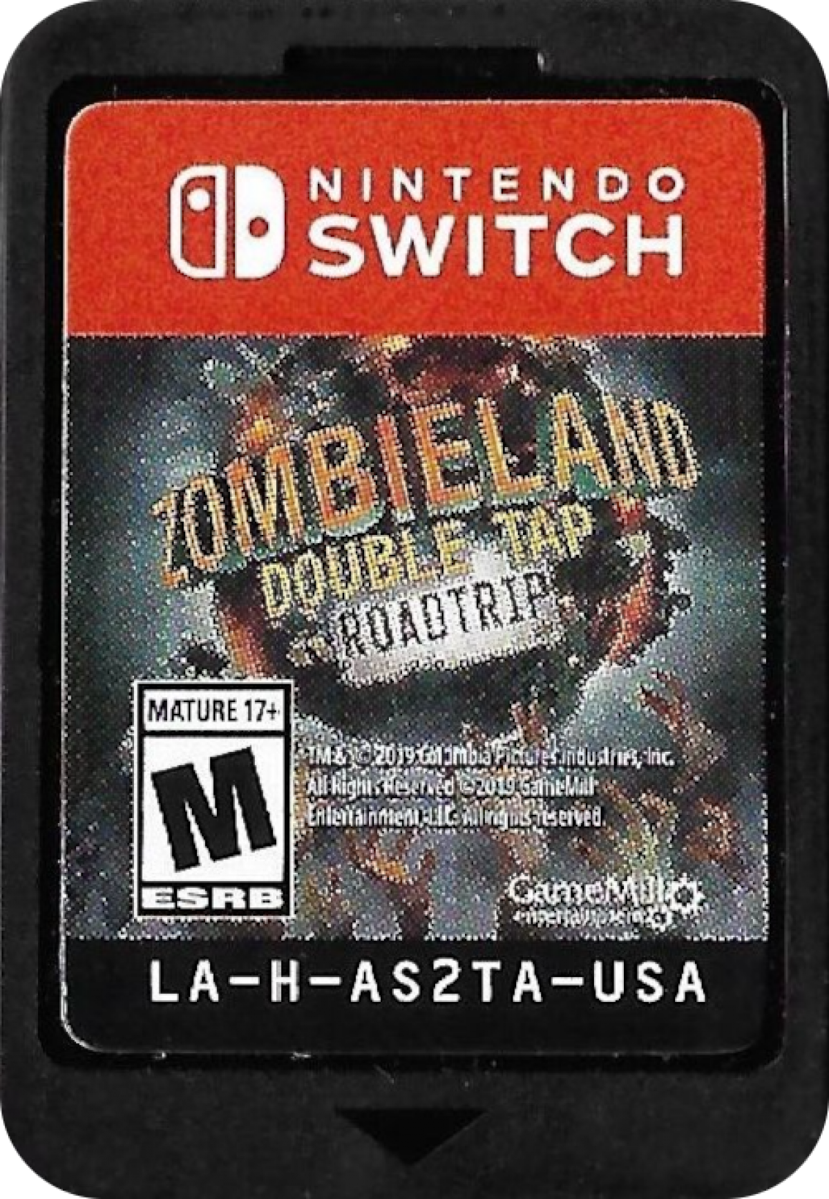 Zombieland Double Tap Road Trip Nintendo Switch NS for action shooter video game fans featuring twin stick arcade gameplay cooperative multiplayer zombie battles iconic characters fast paced combat humorous storytelling survival action and collectible gaming appeal game cartridge