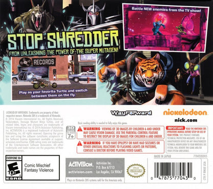 Teenage Mutant Ninja Turtles: Danger of the Ooze back of case for Nintendo 3DS (3DS) action adventure video game