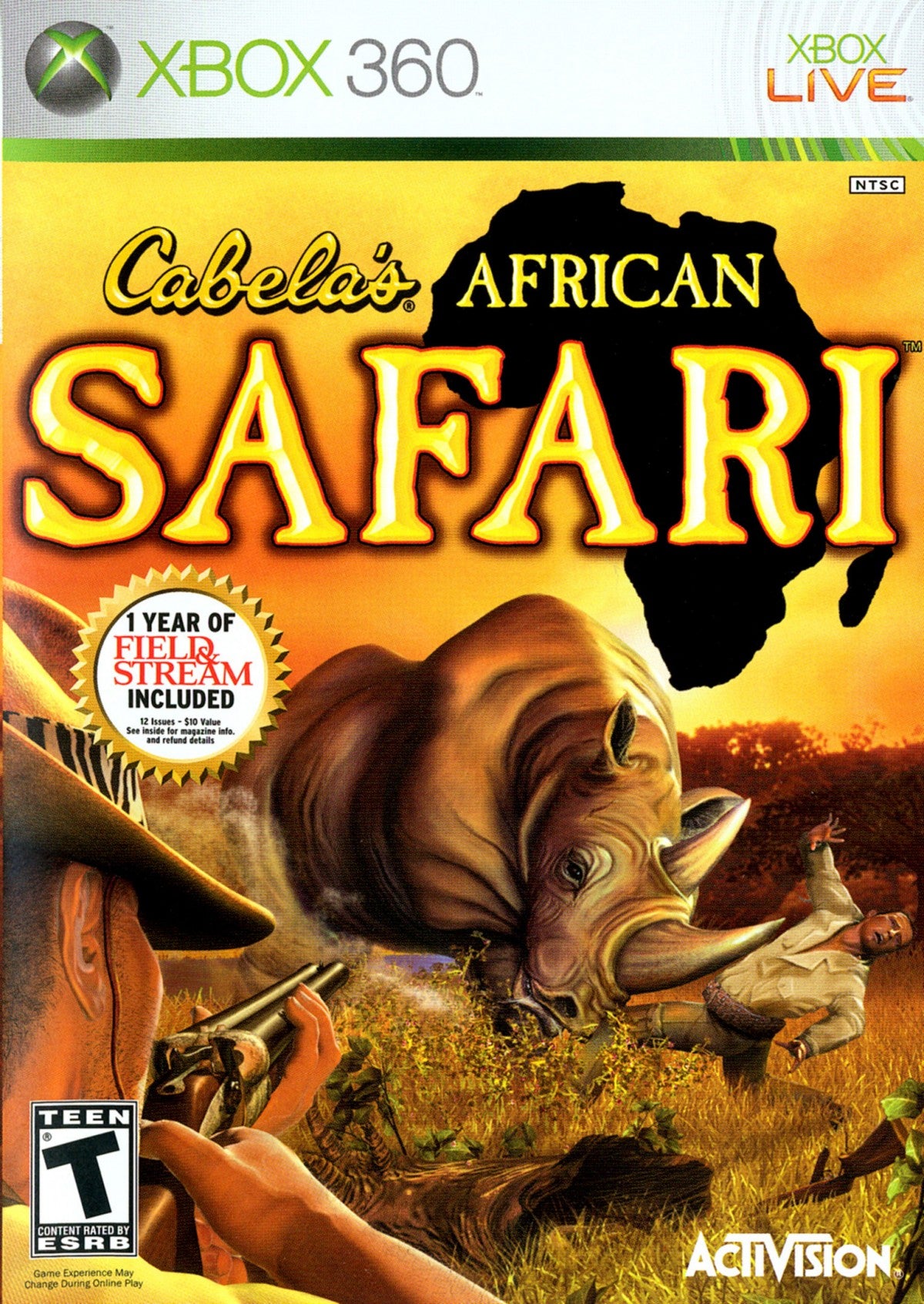 Cabela's African Safari Xbox 360 hunting simulation game featuring authentic African wildlife safari expeditions realistic firearms big game tracking missions and immersive outdoor adventure gameplay cover