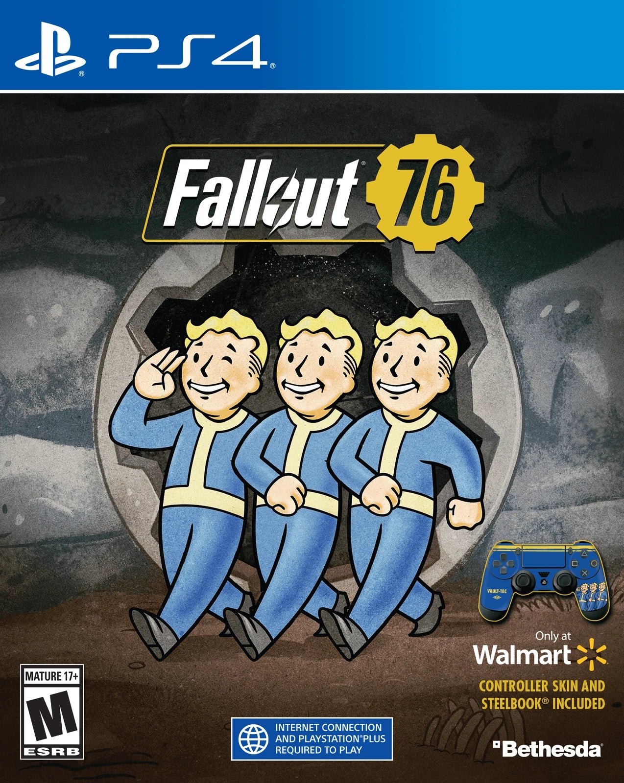 Fallout 76 SteelBook Edition PlayStation 4 PS4 for retro video game enthusiasts featuring open world role playing gameplay post apocalyptic exploration online multiplayer survival crafting base building quests expansive wasteland adventure and collectible SteelBook gaming appeal front cover