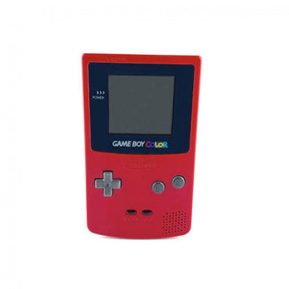 Berry Red Game Boy Color GBC Console handheld gaming system featuring vibrant berry red finish portable Nintendo gaming classic Game Boy Color hardware built-in controls cartridge game support colorful LCD display and collectible retro gaming appeal front of console