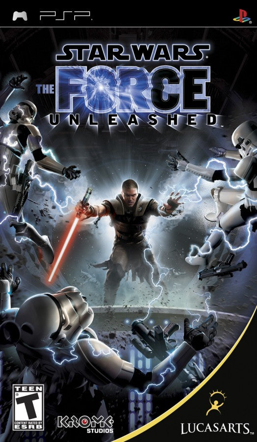Star Wars The Force Unleashed PlayStation Portable PSP for action adventure video game fans featuring lightsaber combat Force powers cinematic storytelling epic Star Wars battles Jedi and Sith action challenging missions character upgrades immersive sci fi adventure collectible gaming appeal front cover art