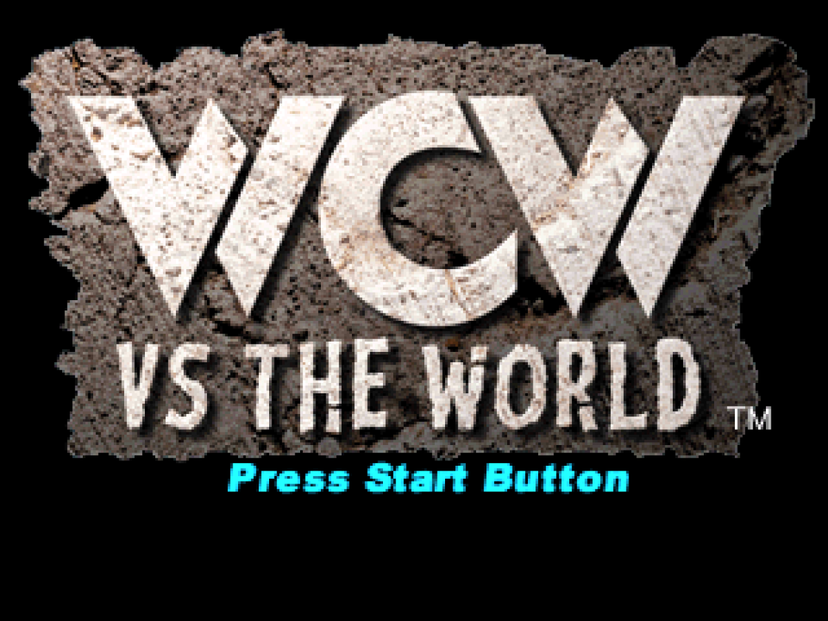 WCW vs the World title screen for PlayStation 1 (PS1) wrestling video game.