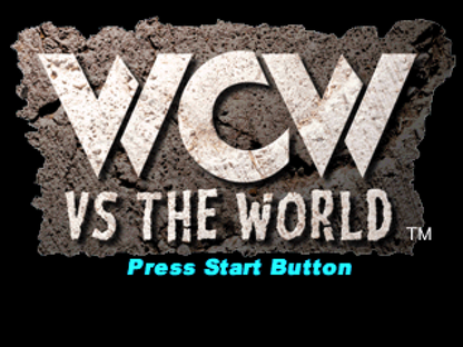 WCW vs the World title screen for PlayStation 1 (PS1) wrestling video game.