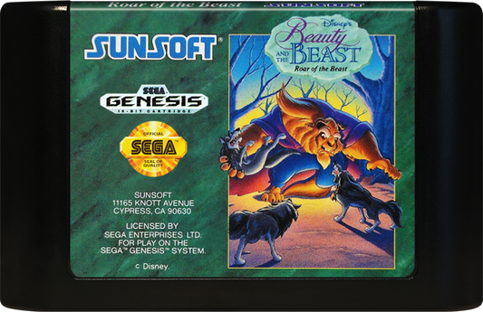 Disneys Beauty and the Beast Roar of the Beast Sega Genesis retro video game action platformer cartridge (1993)