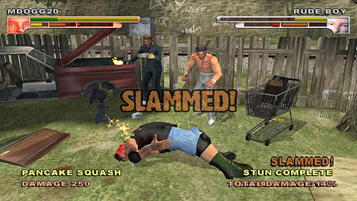 Backyard Wrestling: Don’t Try This at Home PS2 game for PlayStation 2 featuring extreme wrestling action and fighting gameplay