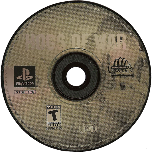 Hogs of War PlayStation PS1 for turn based strategy video game fans featuring tactical artillery combat humorous warfare cartoon style characters multiplayer battles strategic planning destructible environments challenging missions classic strategy gameplay collectible gaming appeal disc