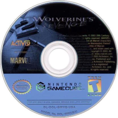 X-2 Wolverine;s Revenge disc cover art for Nintendo GameCube (GC) video game. 