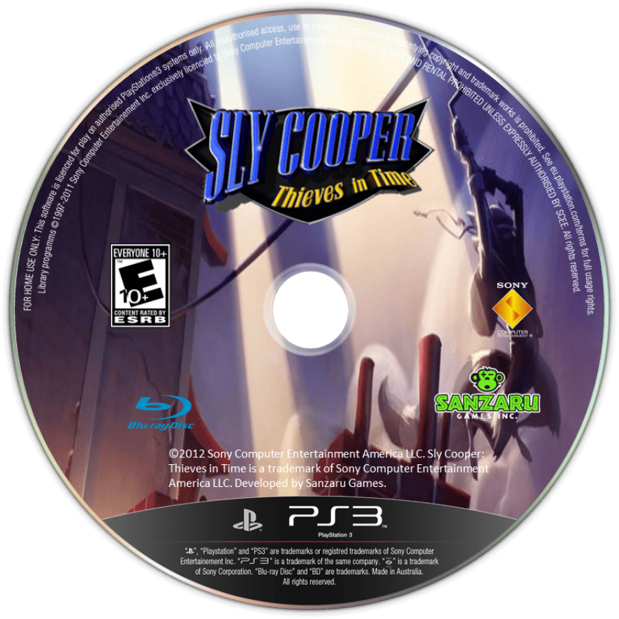 Sly Cooper: Thieves In Time disc art for PlayStation 3 (PS3) video game