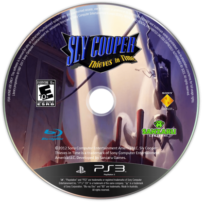 Sly Cooper: Thieves In Time disc art for PlayStation 3 (PS3) video game