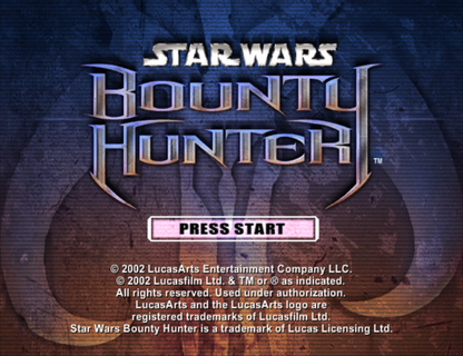 Star Wars: Bounty Hunter title screen for Nintendo GameCube (GC) video game