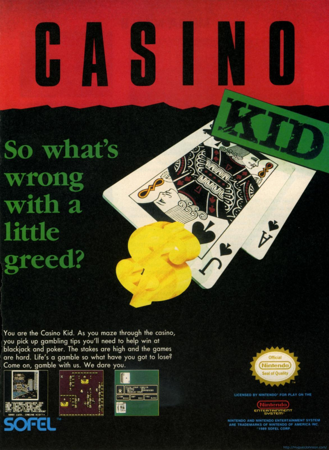 Casino Kid advert for Nintendo Entertainment System (NES) retro video game