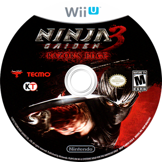 Ninja Gaiden 3: Razor's Edge disc cover art for Nintendo Wii U (WiiU) video game