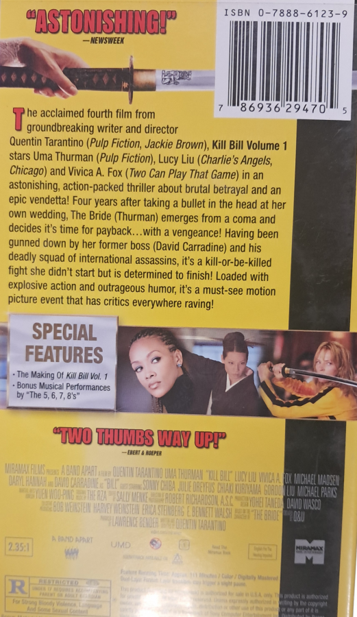 Kill Bill Volume 1 PSP Movie inspired design featuring martial arts revenge action aesthetic stylized sword combat cinematic crime thriller intense warrior journey iconic action film atmosphere portable movie entertainment presentation back cover