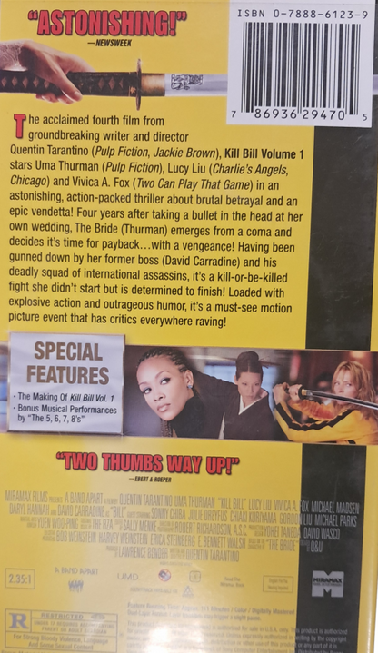 Kill Bill Volume 1 PSP Movie inspired design featuring martial arts revenge action aesthetic stylized sword combat cinematic crime thriller intense warrior journey iconic action film atmosphere portable movie entertainment presentation back cover