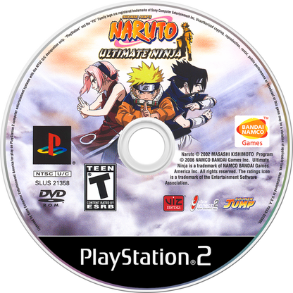 Naruto Ultimate Ninja PlayStation 2 PS2 for retro video game enthusiasts featuring anime fighting gameplay fast paced ninja battles cel shaded visuals special jutsu attacks story based missions iconic Naruto characters and collectible gaming appeal disc