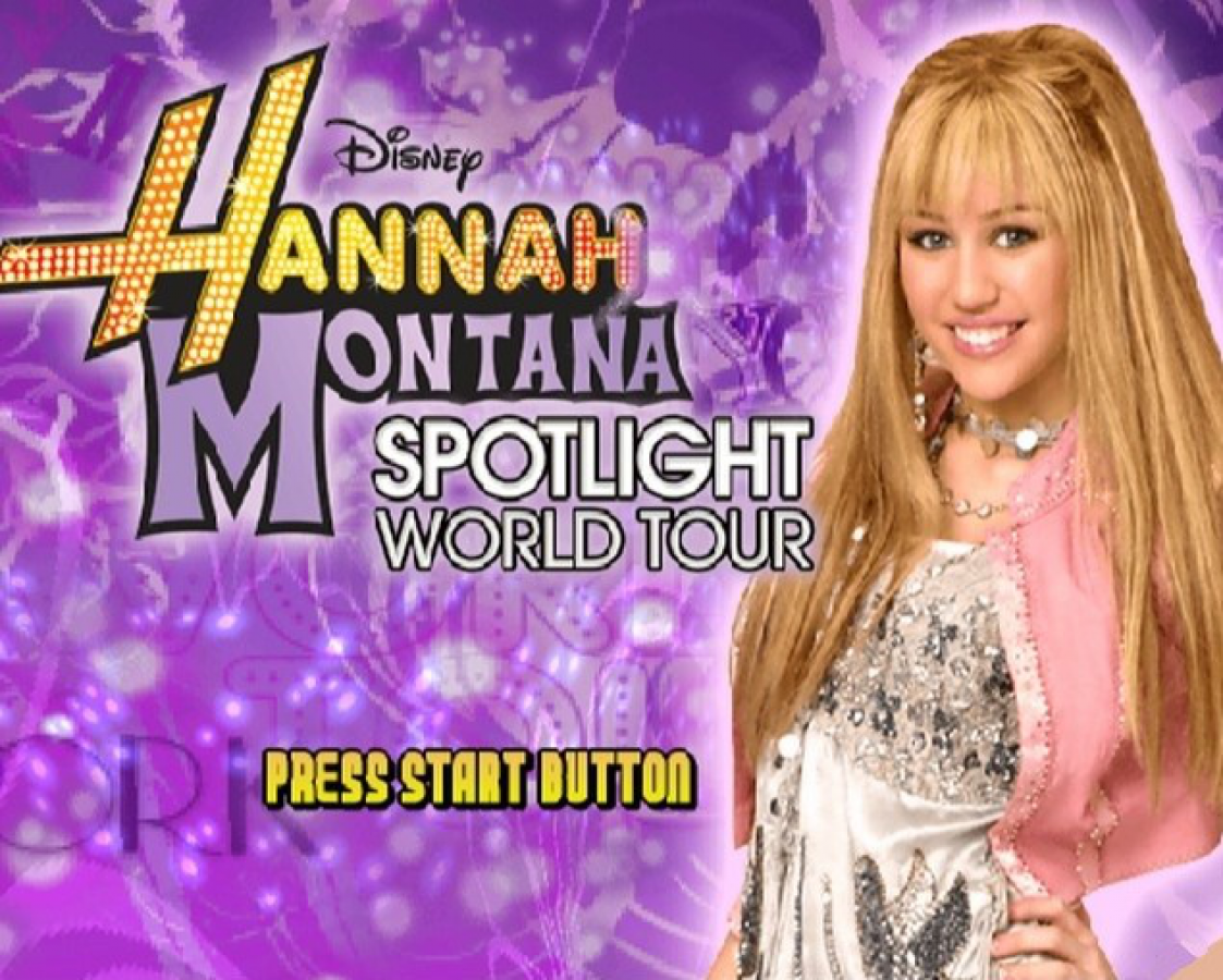 Disney Hannah Montana: Spotlight World Tour title screen for Playstation 2 video game