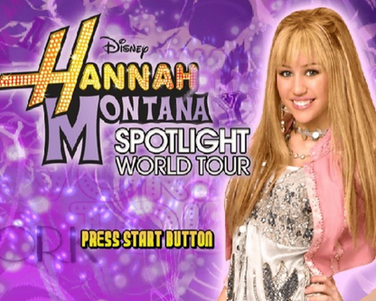 Disney Hannah Montana: Spotlight World Tour title screen for Playstation 2 video game