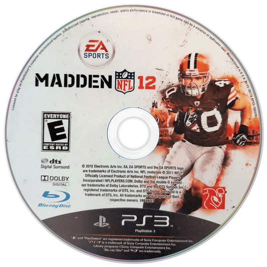 Madden NFL 12 disc art for PlayStation 3 (PS3) video game