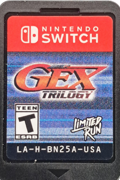 Gex Trilogy Nintendo Switch inspired design featuring classic platform adventure collection aesthetic wisecracking gecko hero colorful worlds television themed humor retro gameplay challenges enhanced modern presentation and nostalgic action platforming excitement cartridge