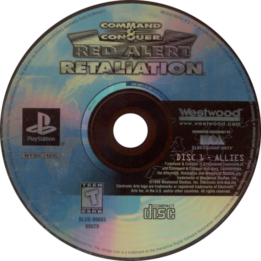 Command and Conquer: Red Alert - Retaliation disc for PlayStation 1 (PS1) retro video game disc 1