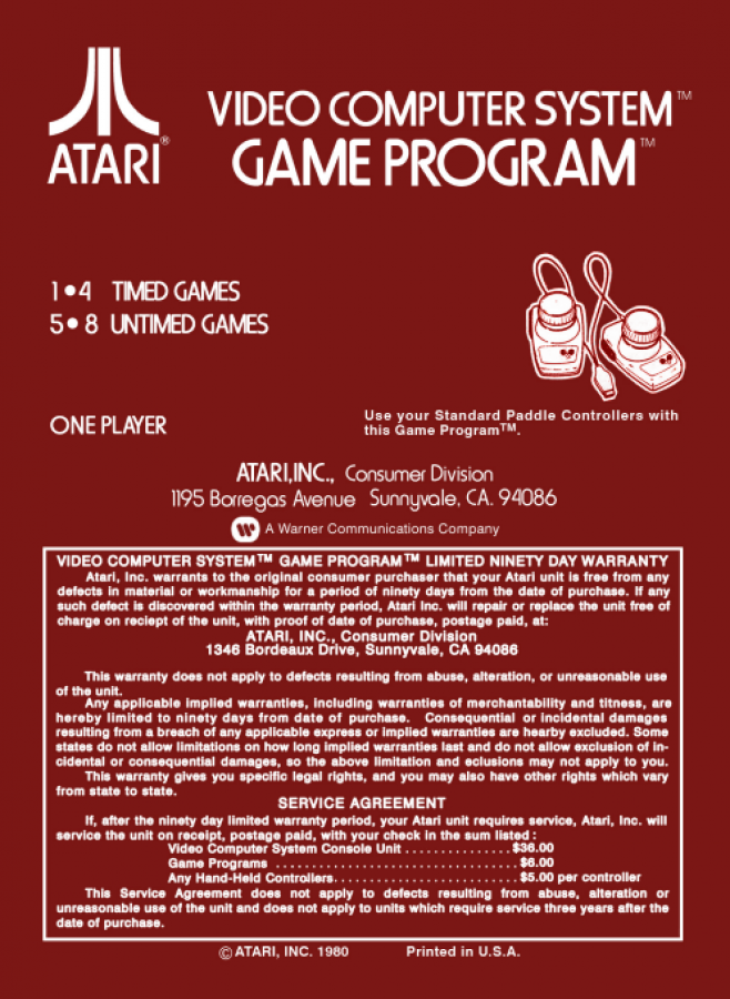 Night Driver back cover art for Atari 2600 video game