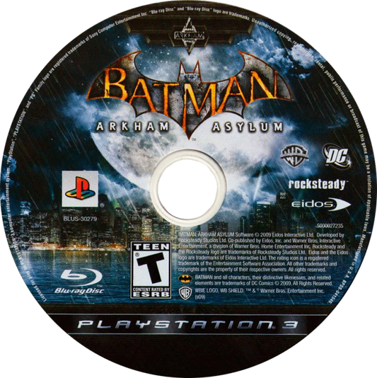 Batman: Arkham Asylum disc for PlayStation 3 (PS3) video game