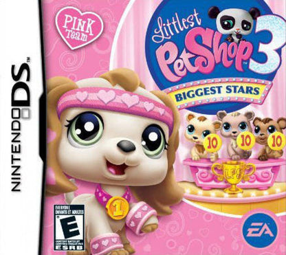 Littlest Pet Shop 3: Biggest Stars: Pink Team cover art for Nintendo DS (DS) pet care simulation video game