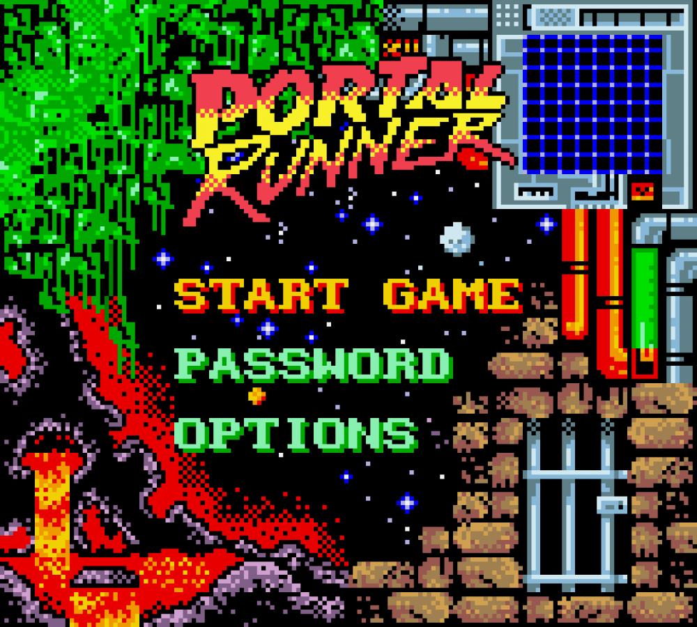 Portal Runner start menu for Game Boy Color GBC video game