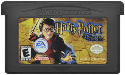 Harry Potter and the Chamber of Secrets for Game Boy Advance, cartridge for an action-adventure role-playing video game with spell casting, exploration, puzzle-solving, and wizarding world gameplay