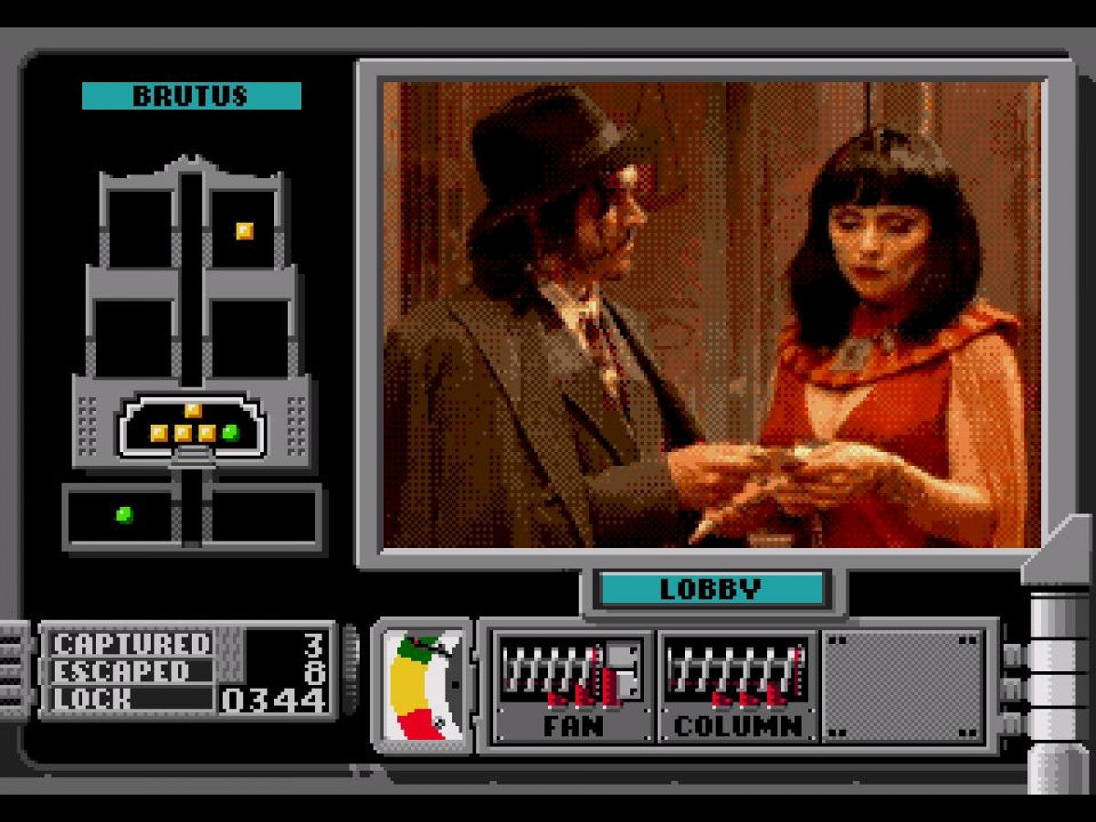Double Switch Sega Saturn full motion video FMV interactive movie puzzle game surveillance camera switching traps gameplay starring Corey Haim suspense thriller mansion setting live action footage branching story retro gaming Sega Saturn software video game title gameplay 