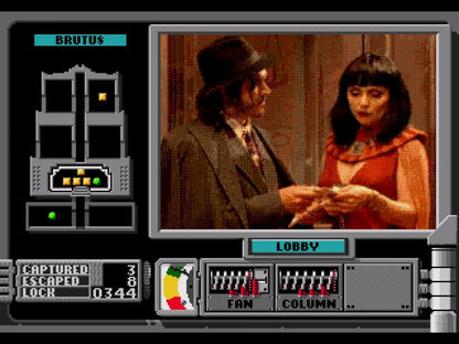 Double Switch Sega Saturn full motion video FMV interactive movie puzzle game surveillance camera switching traps gameplay starring Corey Haim suspense thriller mansion setting live action footage branching story retro gaming Sega Saturn software video game title gameplay 