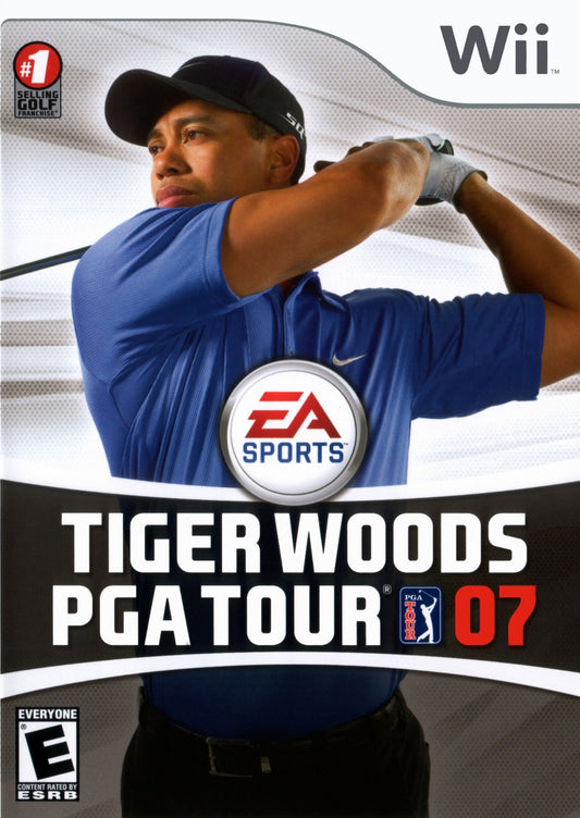 Tiger Woods PGA Tour 2007 Nintendo Wii for golf sports video game fans featuring Tiger Woods PGA Tour gameplay realistic golf courses swing controls motion based gameplay career mode tournament competition multiplayer matches character customization and classic EA Sports gaming collectible appeal cover art