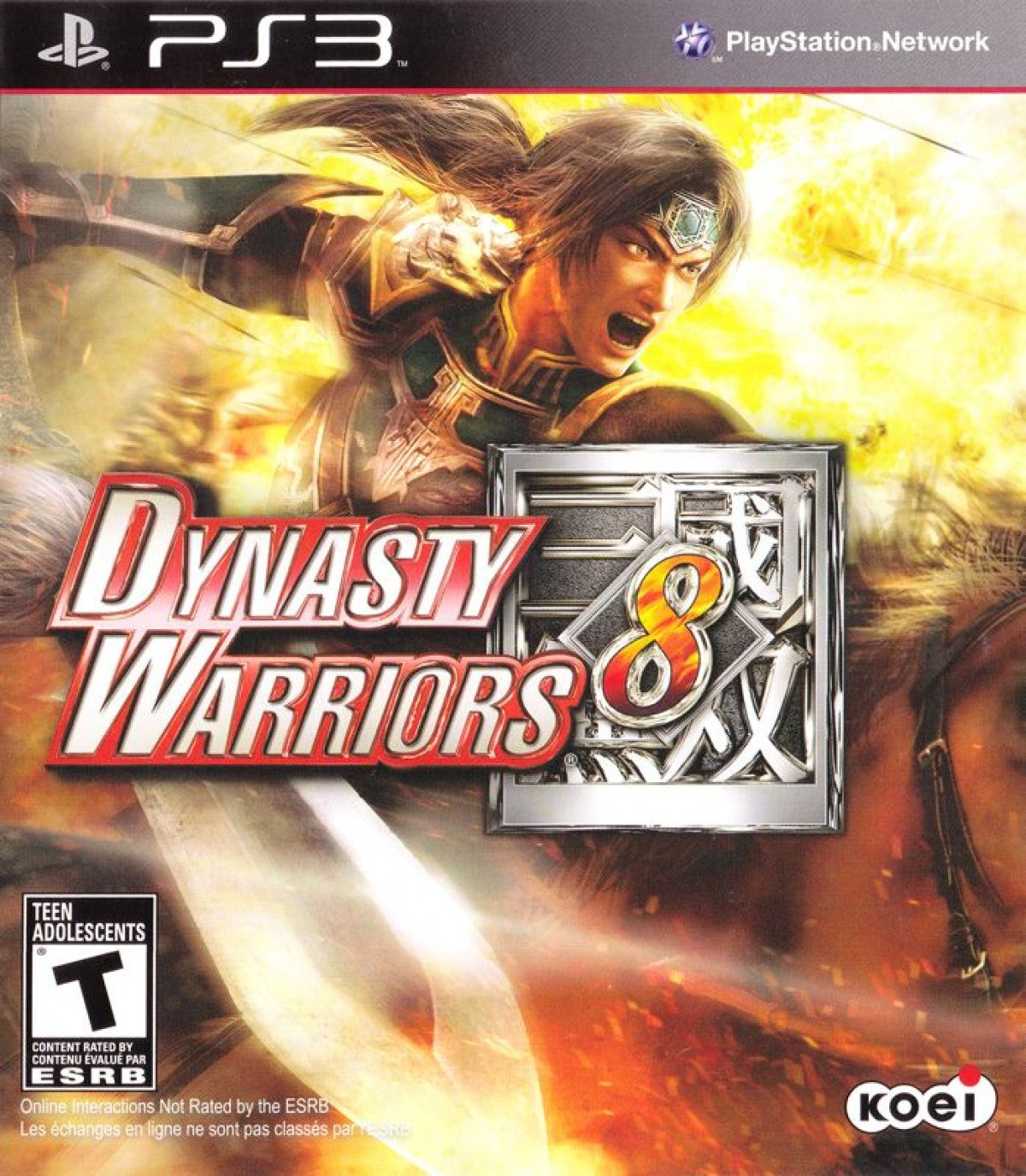 Dynasty Warriors 8 PlayStation 3 PS3 video game featuring action combat gameplay massive battles legendary warriors ancient China battlefield strategy weapon attacks character abilities and intense hack and slash gameplay PlayStation 3 retro video game collection collectible gaming appeal front cover art