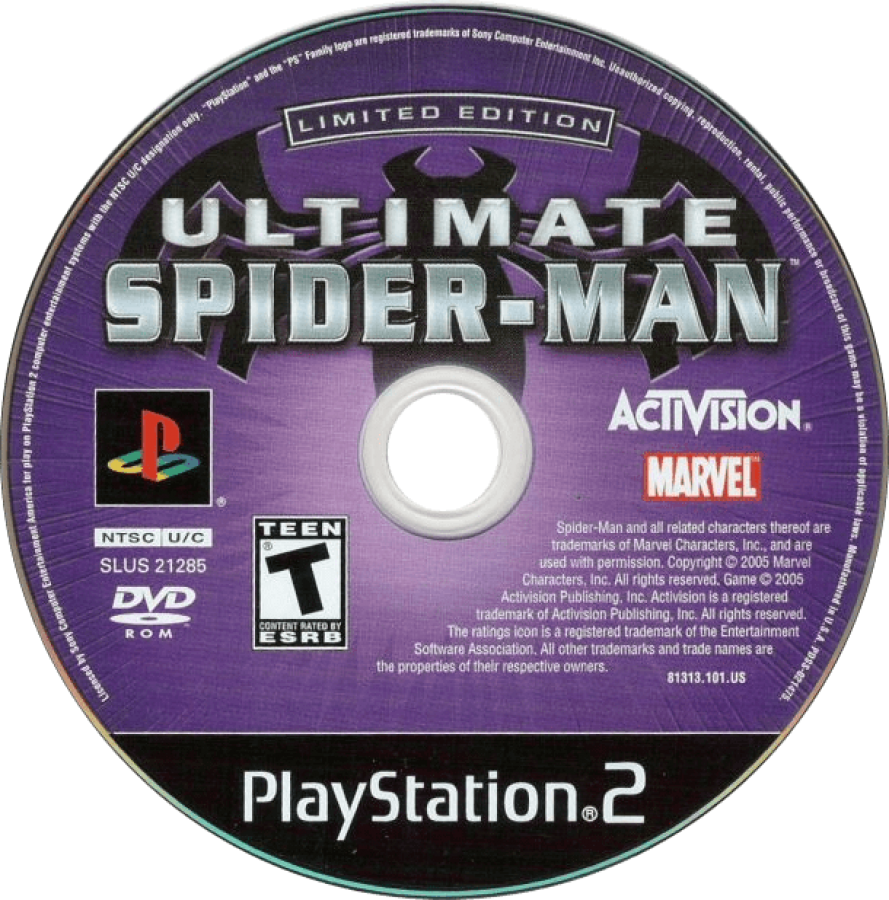 Ultimate Spider-Man Limited Edition – PlayStation 2 (PS2) video game disc, action-adventure superhero.