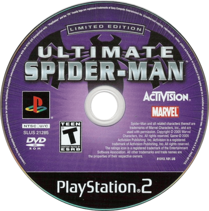 Ultimate Spider-Man Limited Edition – PlayStation 2 (PS2) video game disc, action-adventure superhero.