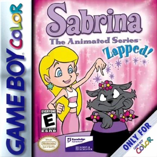 Sabrina The Animated Series: Zapped Nintendo Game Boy Color GBC for action adventure retro video game fans featuring magical spells fantasy exploration platforming challenges cartoon inspired gameplay whimsical environments classic handheld gaming collectible gaming appeal front cover art