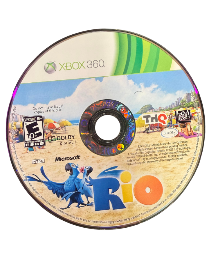 Rio Xbox 360 party and rhythm game based on the animated movie Rio featuring Blu and friends with motion controlled mini games carnival themed challenges multiplayer party modes and family friendly gameplay disc