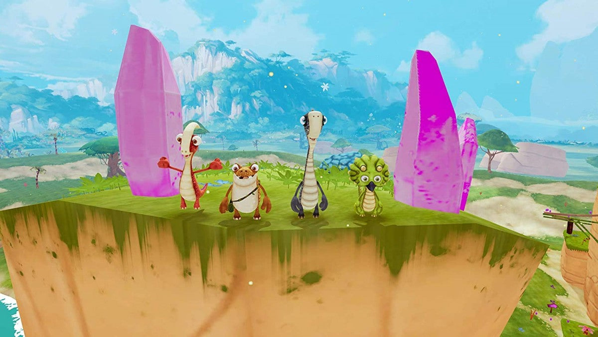 Gigantosaurus The Game PlayStation 4 PS4 family adventure video game dino buddies Rocky Tiny Mazu and Bill prehistoric world exploration solving puzzles kart racing saving Giganto from extinction cooperative multiplayer up to four players based on the Disney Junior animated series gameplay screenshot