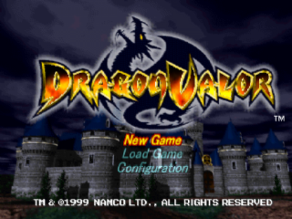 Dragon Valor PS1 PlayStation 1 action RPG hack and slash fantasy dragon themed adventure game retro video game title screen