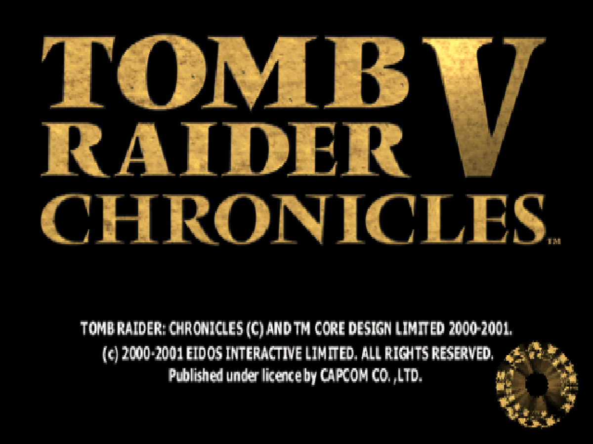 Tomb Raider Chronicles home screen for PlayStation 1 (PS1) action-adventure video game