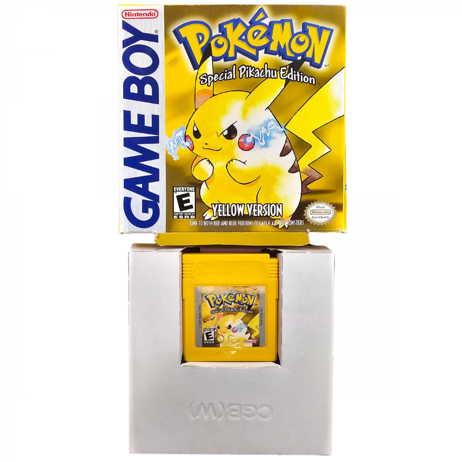 Pokémon Yellow Special Pikachu Edition CIB Game Boy GB for role playing video game fans featuring Pikachu following the player through Kanto catching and training Pokémon turn based battles Gym Leader challenges Team Rocket encounters Elite Four battles Pokémon trading and classic Game Boy gameplay collectible retro gaming appeal box packaging