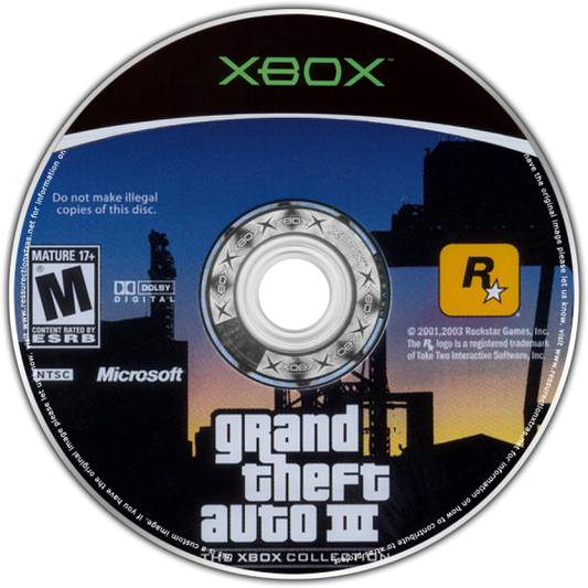 Grand Theft Auto III: The XBox Collection disc art for Xbox (XBOX) video game 