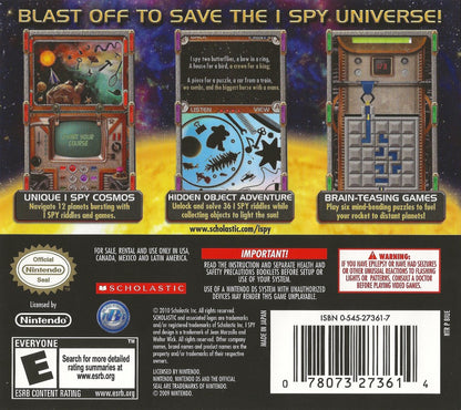 I Spy Universe Nintendo DS DS for hidden object puzzle retro video game fans featuring search and find gameplay brain teasing challenges interactive puzzles colorful scenes family friendly entertainment classic handheld gaming collectible gaming appeal back of case