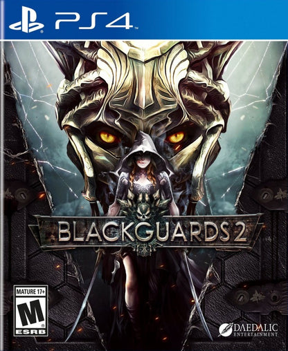 Blackguards 2 PlayStation 4 PS4 for retro video game enthusiasts featuring tactical role playing gameplay turn based strategic combat dark fantasy storytelling character progression challenging battles party management mechanics and collectible gaming appeal cover art  