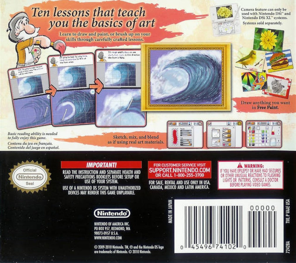 Art Academy cartridge for the Nintendo DS featuring interactive drawing lessons with step by step tutorials sketching techniques and creative art tools for beginners and aspiring artists gameplay cover art