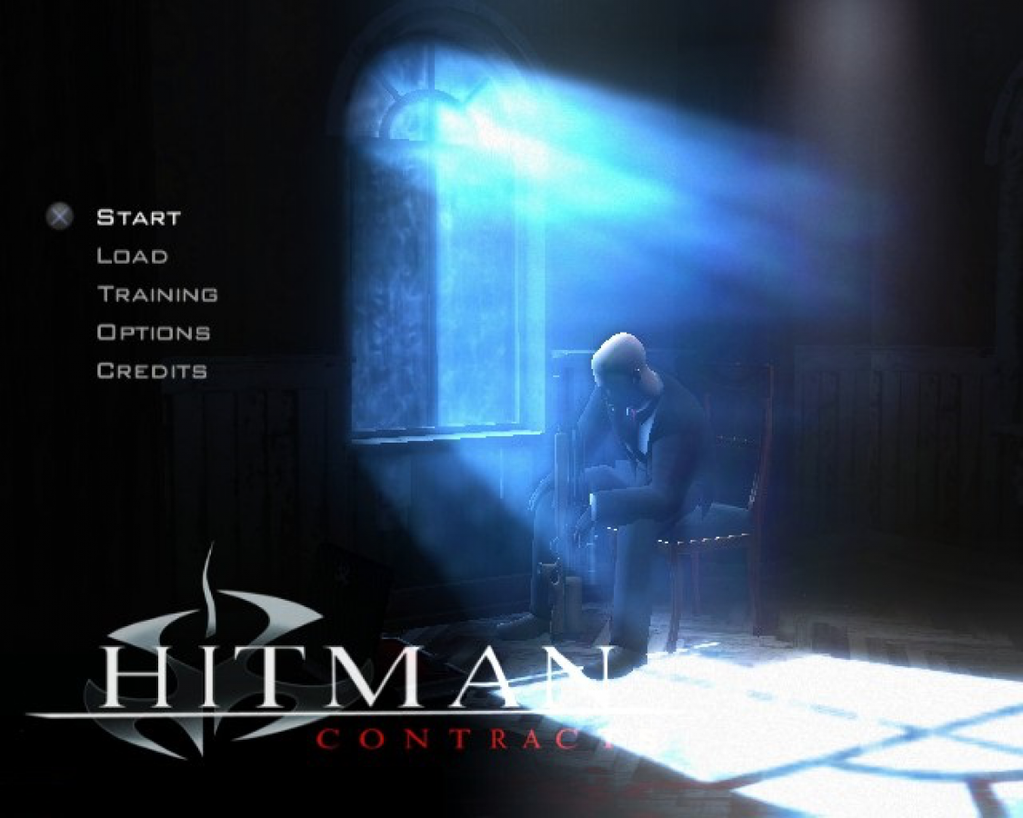 Hitman: Contracts title screen for Playstation 2 (PS2) video game