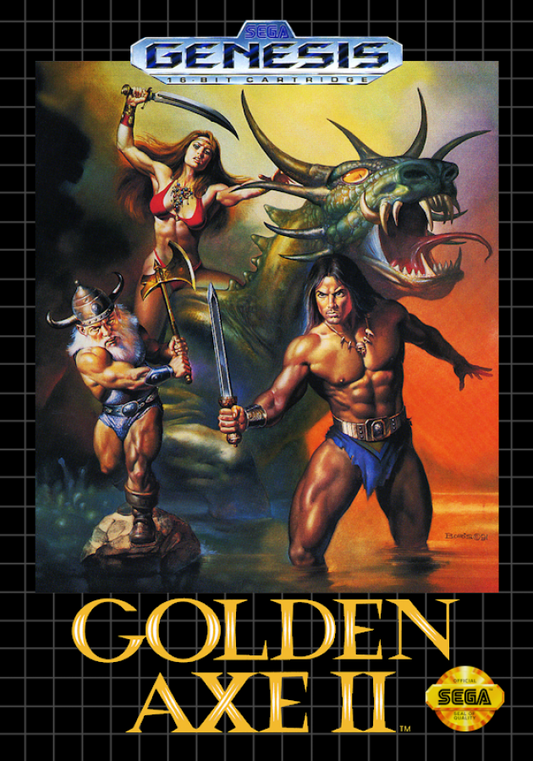 Golden Axe II Sega Genesis arcade hack and slash beat em up sequel with co-op and mount combat fantasy classic cover art